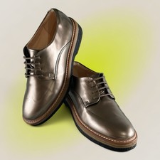 Clarks Women’s Oxford Shoes “Zante Zara” Pewter Leather Lace Up UK 4 VGC Flats