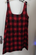 Ladies Peacocks pinafore dress in red check size 20 bnwot