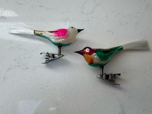 Pair lauscha glass birds - pair,