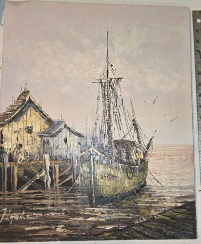 Mid century oil painting - painting, by