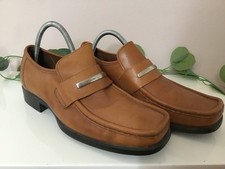 Men’s Tan Base London loafers, loafer shoes, smart dress, slip on, bar front, 7
