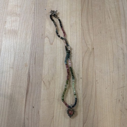 Watermelon tourmaline necklace - watermelon,
