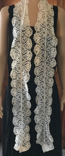 Antique lace lappet scarf - lappet,