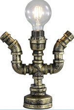 Vintage Table Lamp E26 Edison Socket Unique Gold Rustic Steampunk Steam Punk