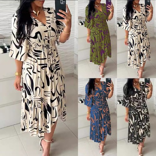 Long print dress - dress, women