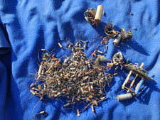 LARGE ASSORTMENT OF OLD TYPE RESISTORS AND SOME RADIO ACCESSORIES