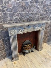 Dolls House 1/12 Scale Miniature Ornate Resin Fireplace Surround Grate & Bulb