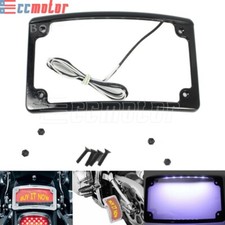 4"x7"Curved License Plate Frame W/ LED Tail Light For Harley Chopper Bobber Dyna