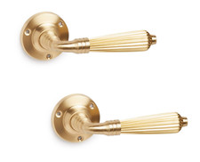 Satin Brass Regency Style Sprung Lever Door Handles Handle Pair Set Discount