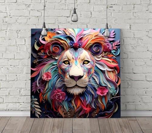 Colourful abstract lion - lion, decor