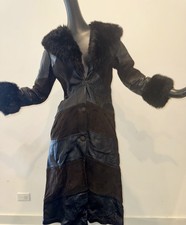 Vtg 60s 70s Long Black Leather