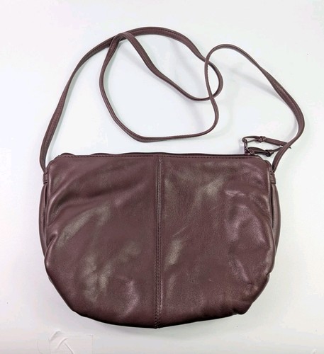 Burgundy leather shoulder bag - leather,