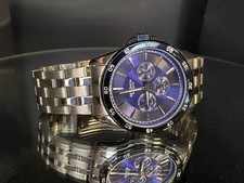 OUTSTANDING NEAR MINT SEKONDA CHRONOGRAPH & SILVER SS/ BRACELET 44MM QUARTZ F/p