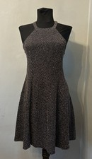 Miss Selfridge Silver Sparkle Black Dress UK 10 Knee Length Sleeveless