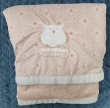 Blankets & Beyond Owl Fleece Pram Blanket Lovey Grey Blue 27x30"