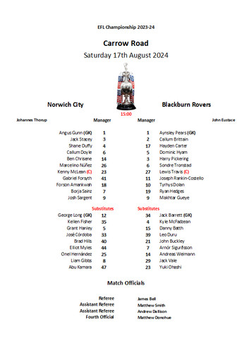 Norwich city blackburn - city, v