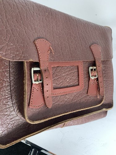 Vintage leather school satchel - leather,