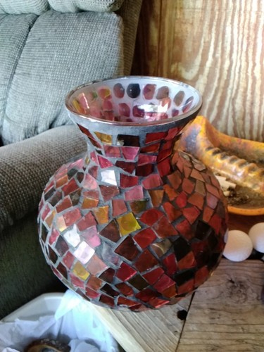 Mosaic glass flower vase - flower,