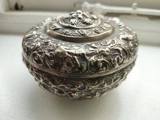 Antique Indian India Burmese silver plated betel jewellery trinket box