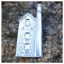 Highly Polished Pewter Cornish Tin Mine Brooch - Made in Cornwall - Gift Boxed