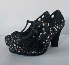 Ruby Shoo Valerie in Black Sequins Size 5/38 EXCELLENT CONDITION & STUNNING