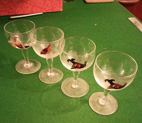 Vintage wine glasses birds - vintage,