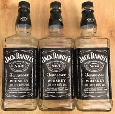 3 x Jack Daniels 1 litre Square Glass Bottles - Craft Lighting Arts Bar Man Cave