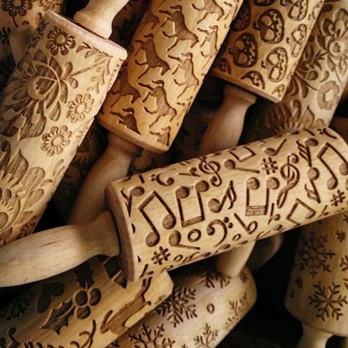 Engraved rolling pin - , wooden