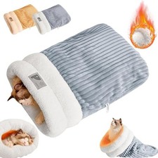 Cat Sleeping Bag Snuggle Sack Soft Washable Bed Cave Pet Mat Warm Cozy Nest UK