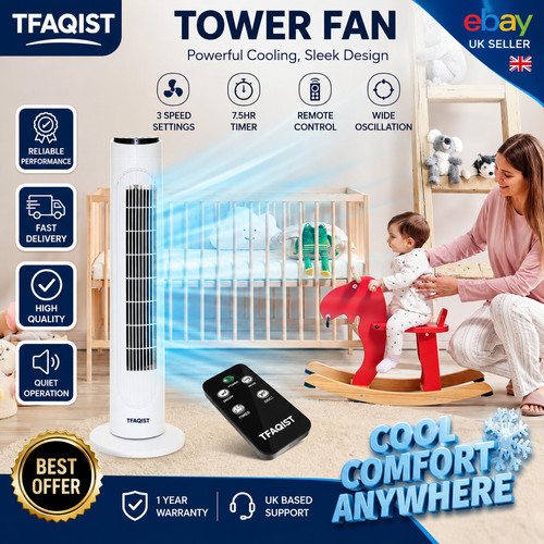 Oscillating tower fan - 29”,