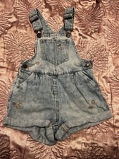 NEXT Girls Blue Denim Dungarees Shorts Age 2-3 Years