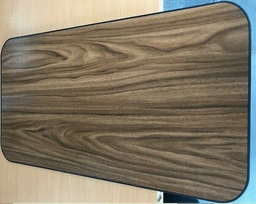 Walnut table black trim - &,