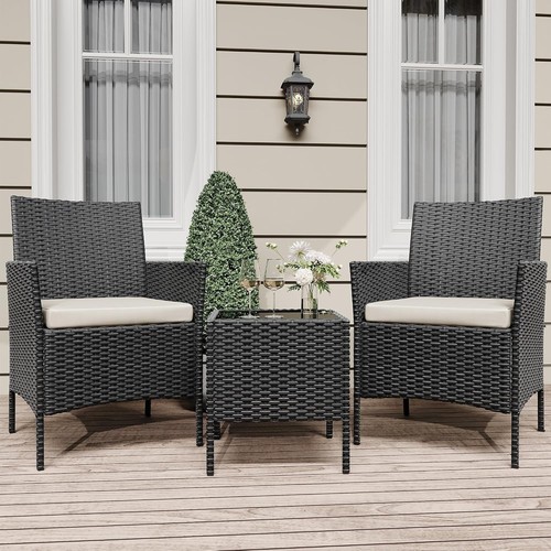 3pc black rattan - rattan, garden