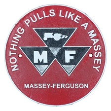 Massey Ferguson Tractor Round Cast Iron Sign Plaque Farm Wall Garage Shop