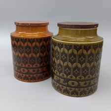 Hornsea Heirloom  Flour Jar 1 Brown 1976  1 Green 1972 Mid Century Modern