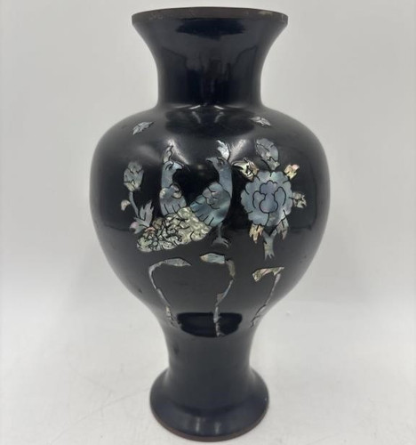 Vase black lacquered brass - lacquered,