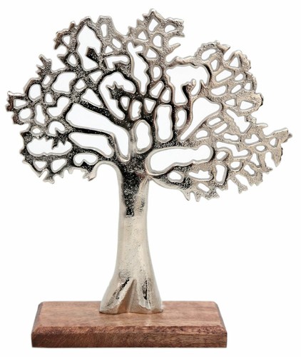 Silver metal tree decorative - silver,