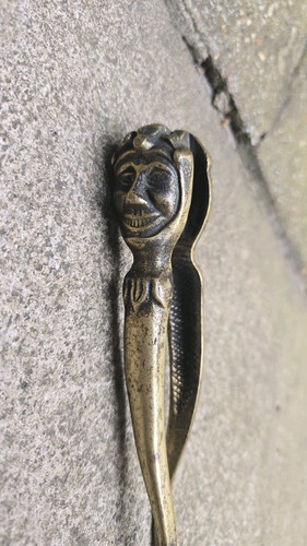 Antique brass jester - jester, janus