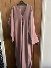 Rose Pink Abaya Zip-Down Front