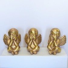 Vtg Gold Leaf Guilded Cherub