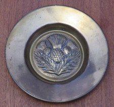 Vintage Peerage England Thistle Hanging Plaque dish Brass. Measurements are 10cm