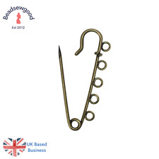 10 Antique Bronze 5 Loop Kilt Pin Brooch 50mm Findings Blanks Jewellery Crafts