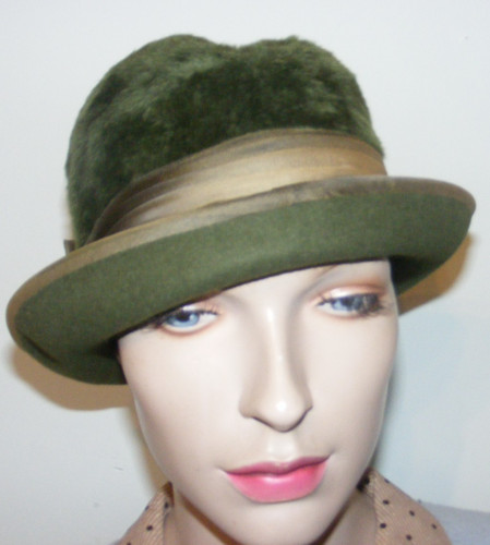 Vintage 1960s hat green felt - , &