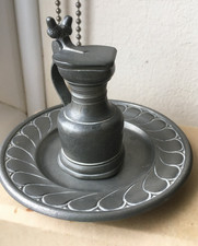 Small vintage pewter pitcher and dish