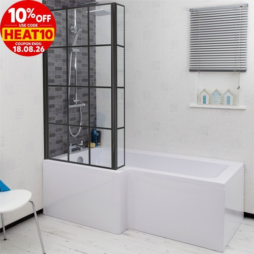 Bathroom shaped bath black - bathroom, l
