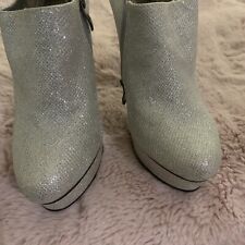 Sparkly Silver Platform Ankle Boots  Size 6
