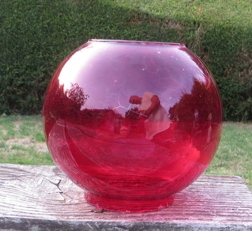 Vintage red coated glass - red, oil