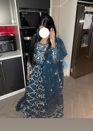 Women blue net embroidered - net,