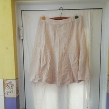 Ladies Size 14 White And Brown Striped Skirt