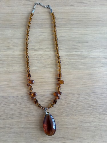 Amber teardrop pendant - amber,